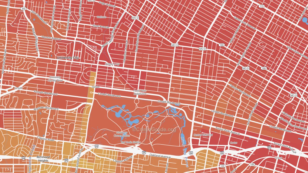 Debaliviere Place, St. Louis, MO Map of Vandalism Rates