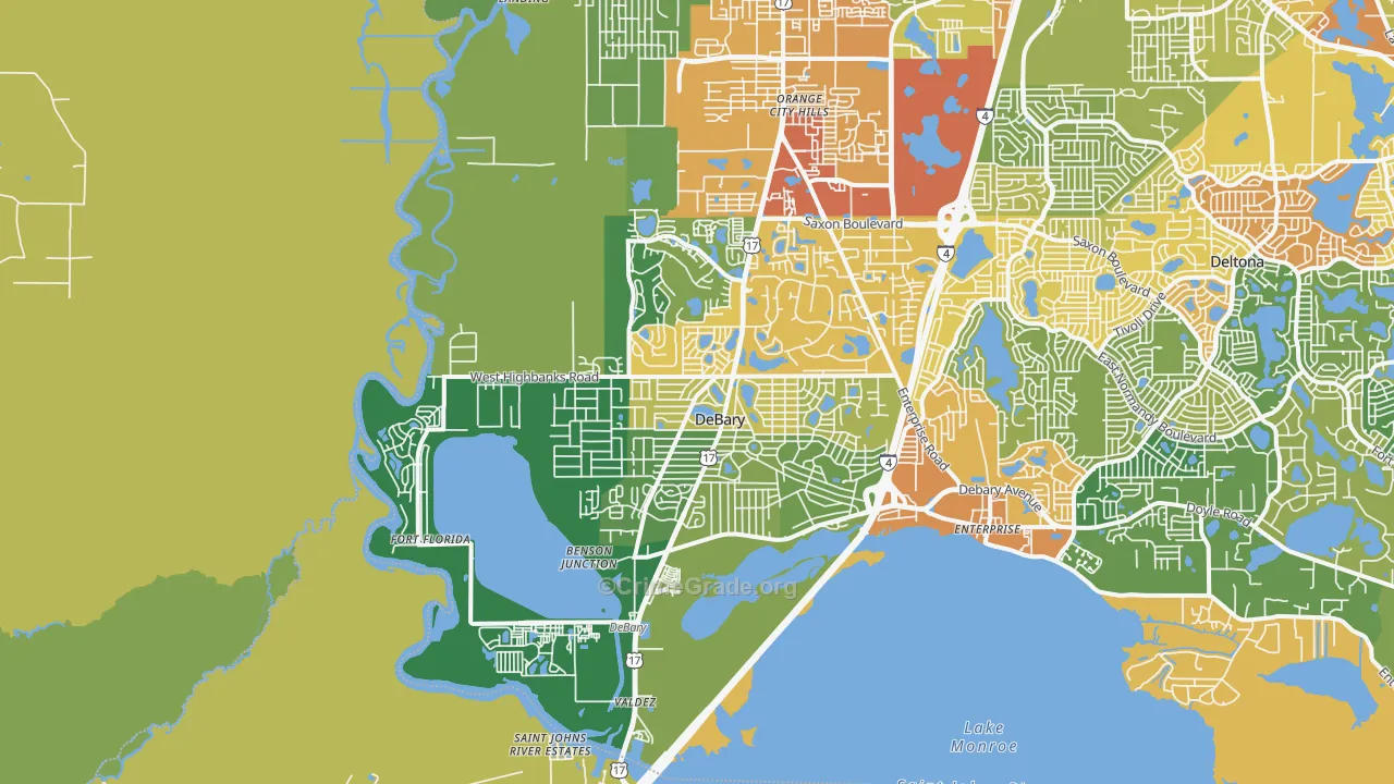 DeBary, FL Map of Vandalism Rates