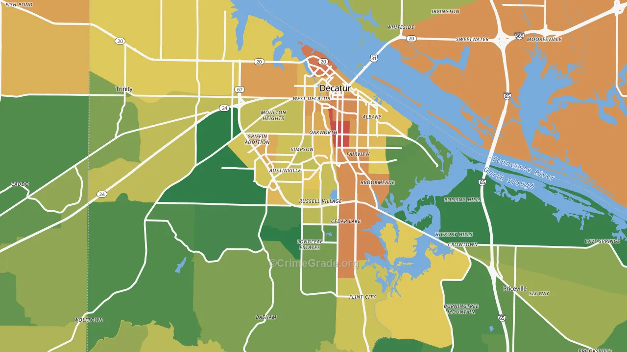 Decatur, AL Map of Vandalism Rates