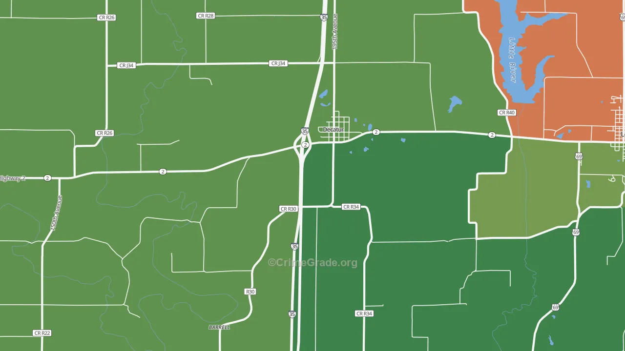 Decatur City, IA Map of Vandalism Rates