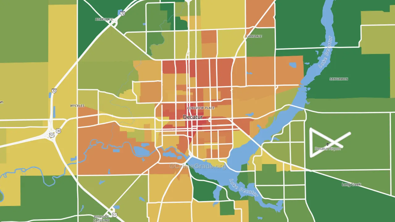Decatur, IL Map of Vandalism Rates
