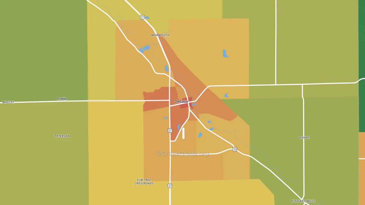 Decatur, IN Map of Vandalism Rates