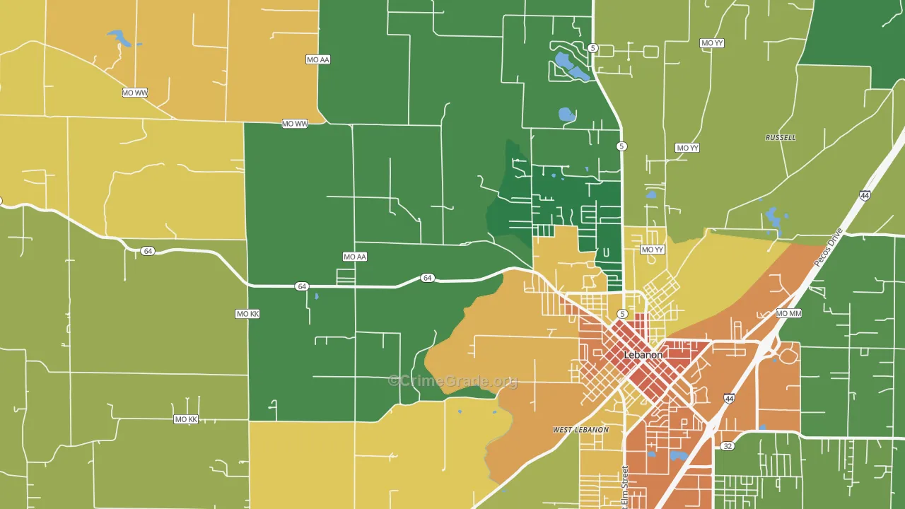 Decaturville, MO Map of Vandalism Rates