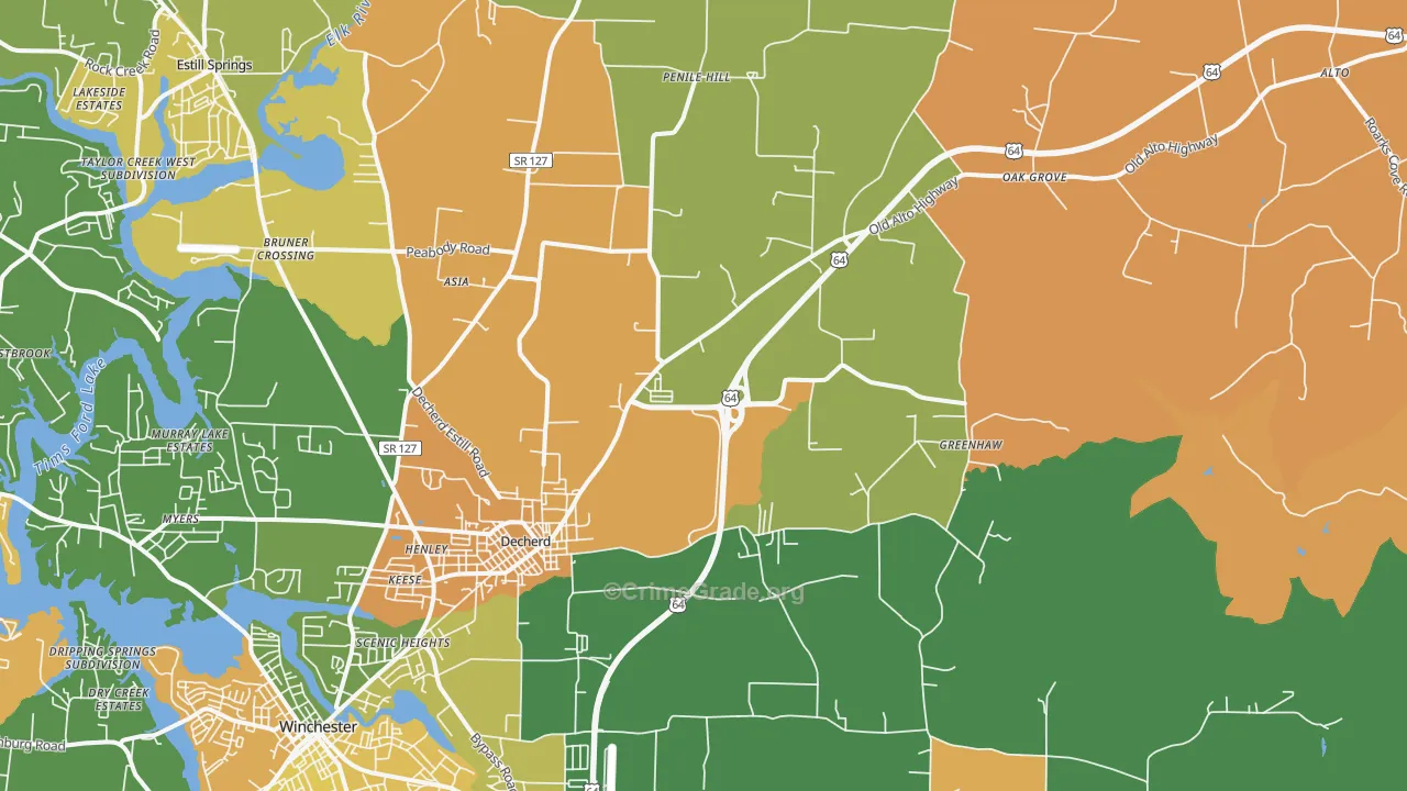 Decherd, TN Map of Vandalism Rates