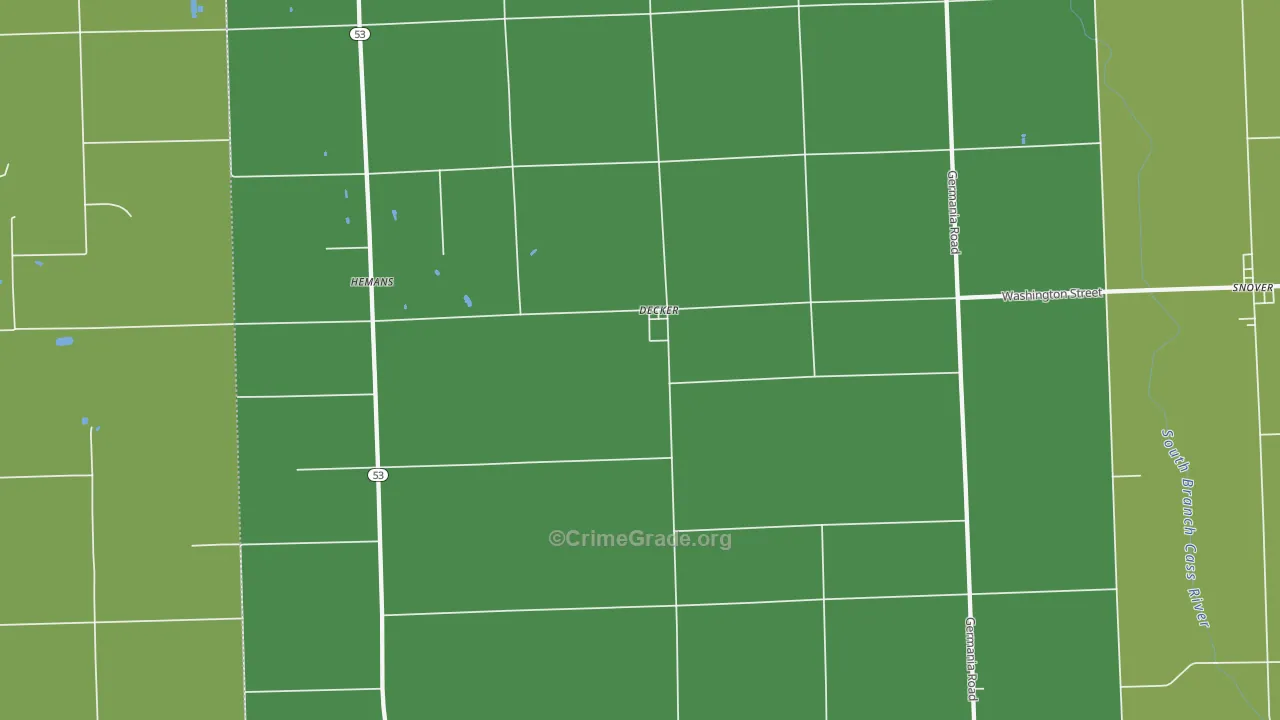 Decker, MI Map of Vandalism Rates