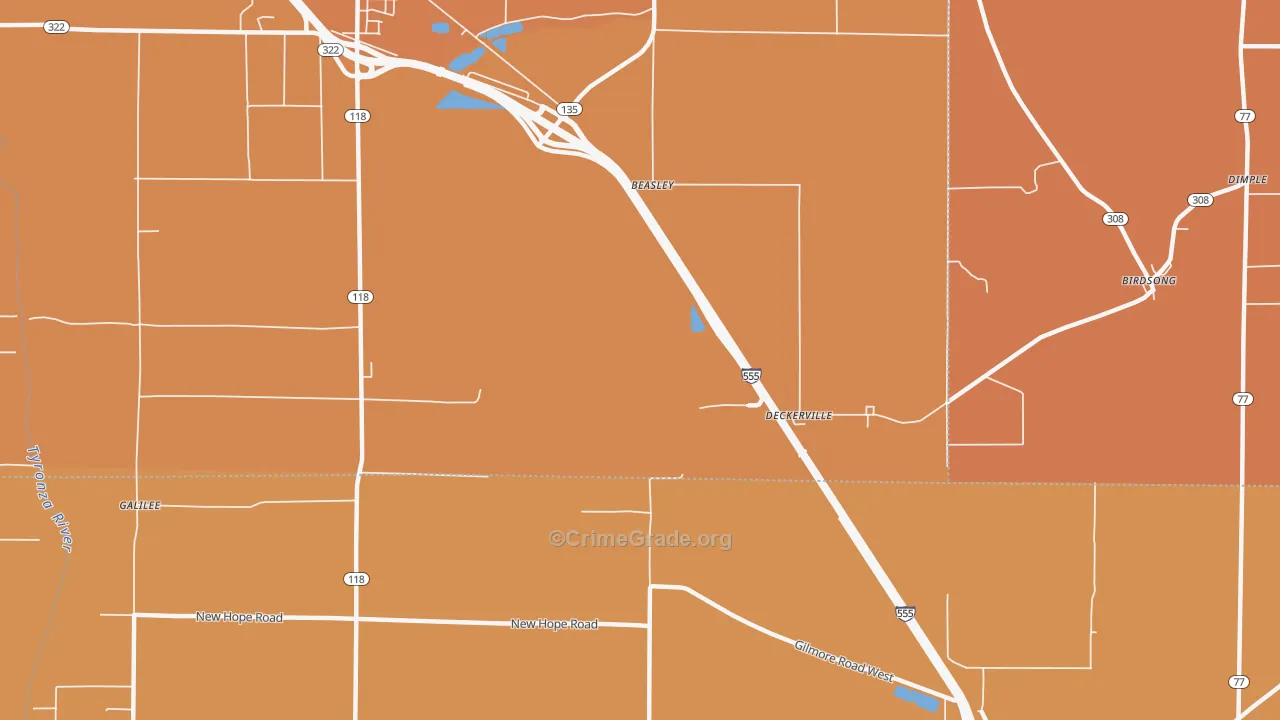 Deckerville, AR Map of Vandalism Rates