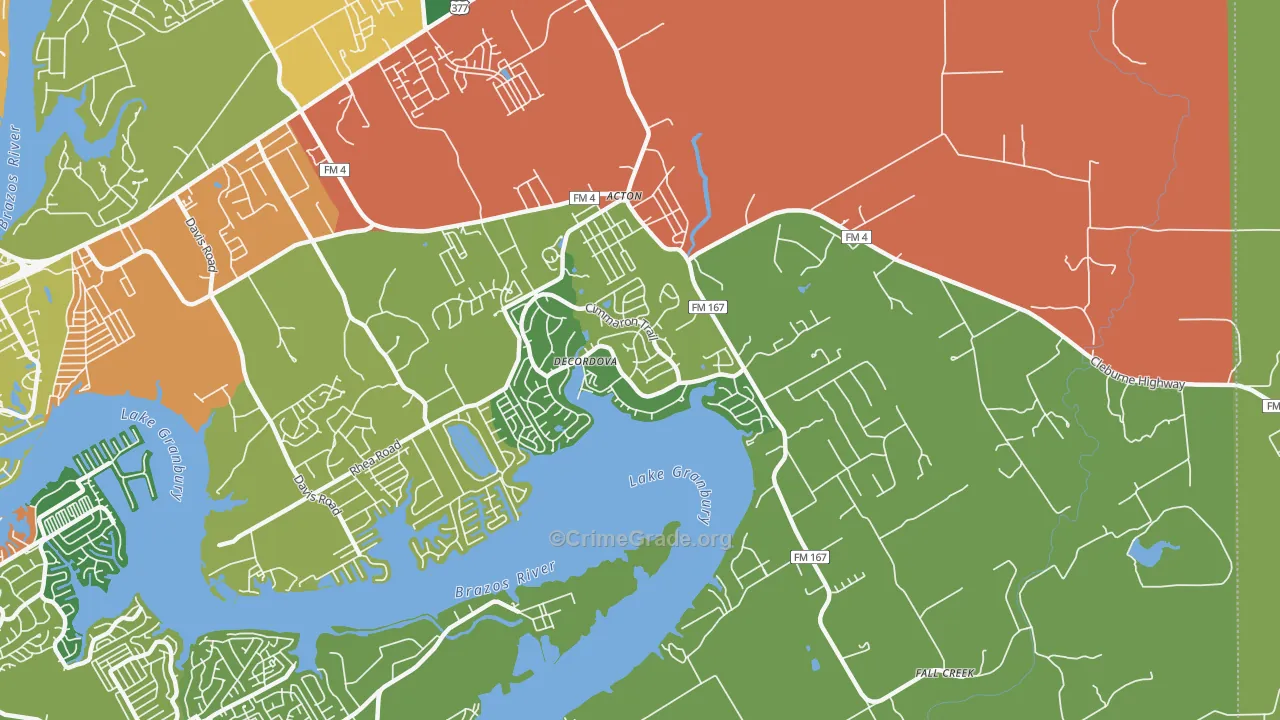 DeCordova, TX Map of Vandalism Rates
