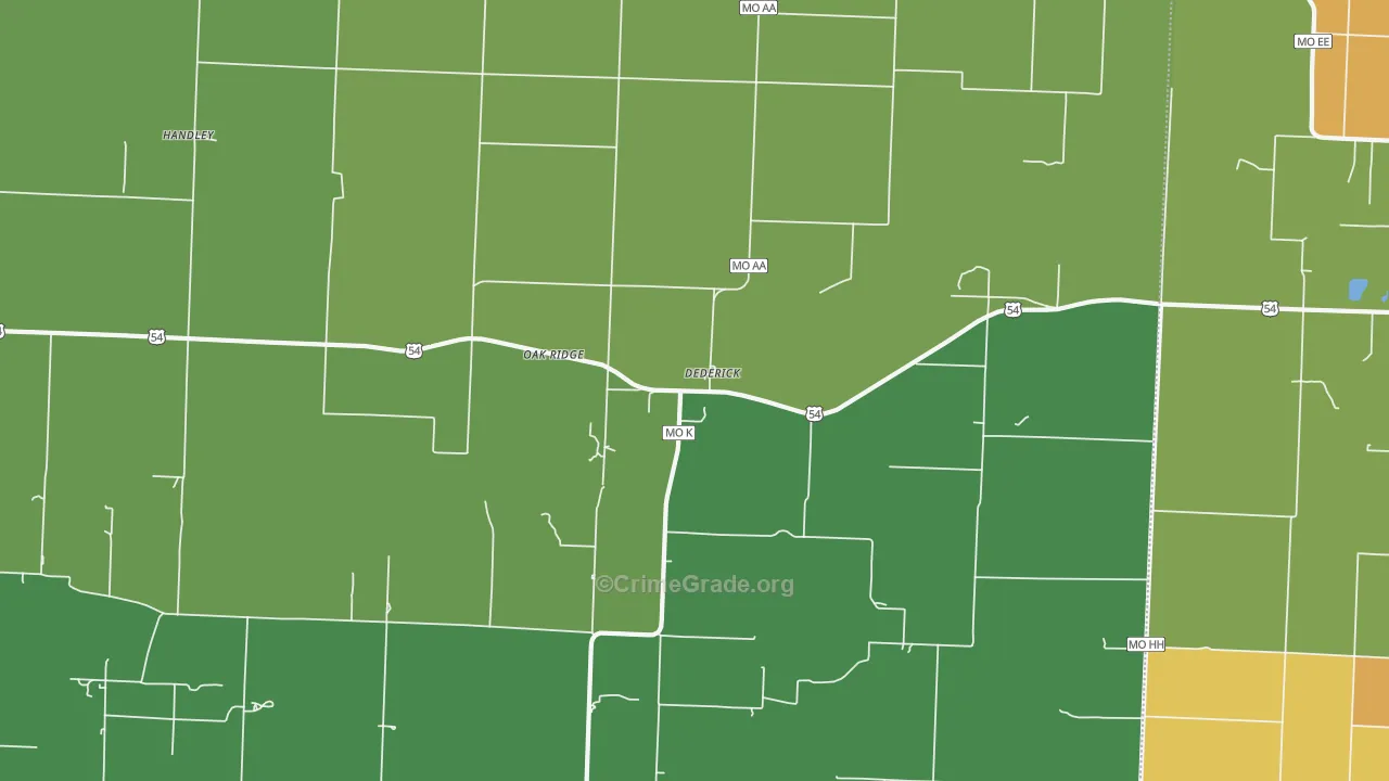 Dederick, MO Map of Vandalism Rates