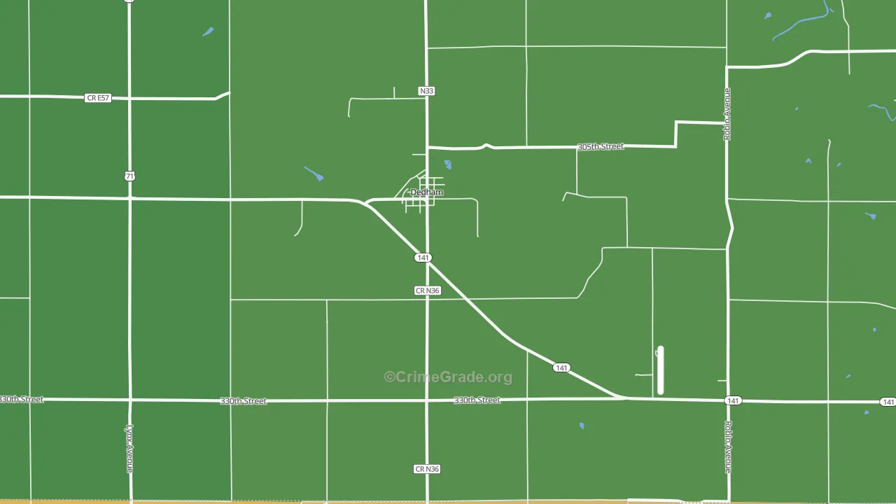 Dedham, IA Map of Vandalism Rates