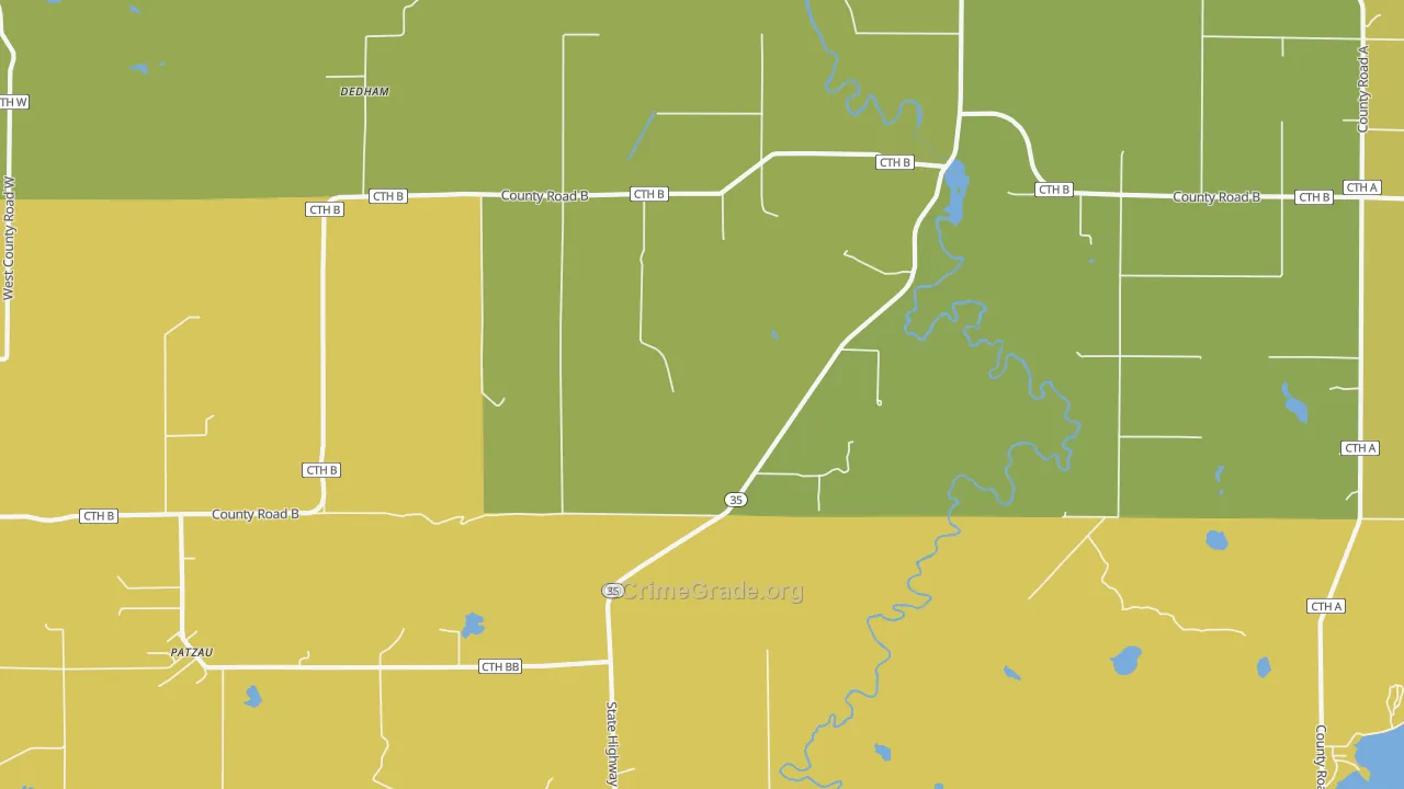 Dedham, WI Map of Vandalism Rates