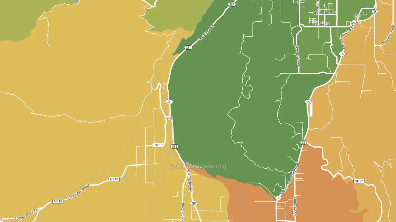 Dee, OR Map of Vandalism Rates