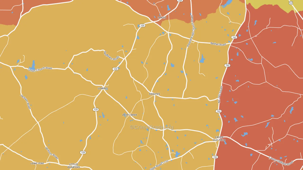Deep Creek, NC Map of Vandalism Rates