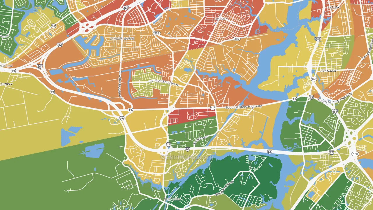 Deep Creek North, Chesapeake, VA Map of Vandalism Rates