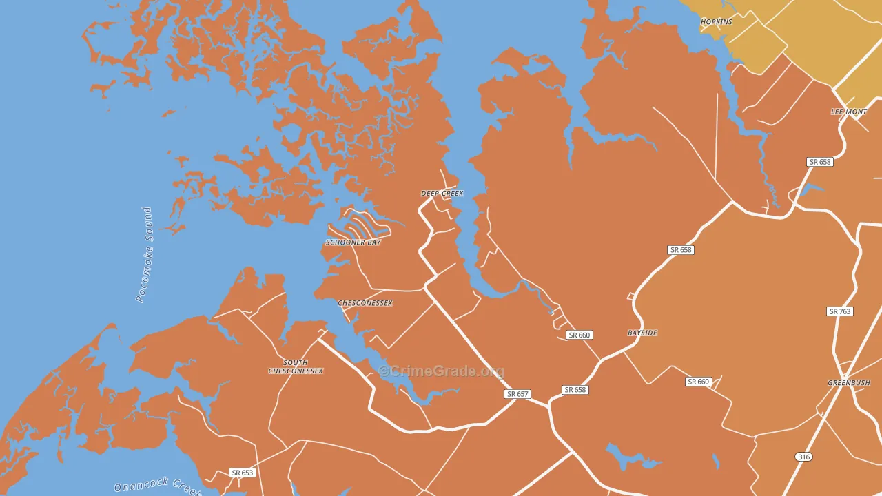Deep Creek, VA Map of Vandalism Rates
