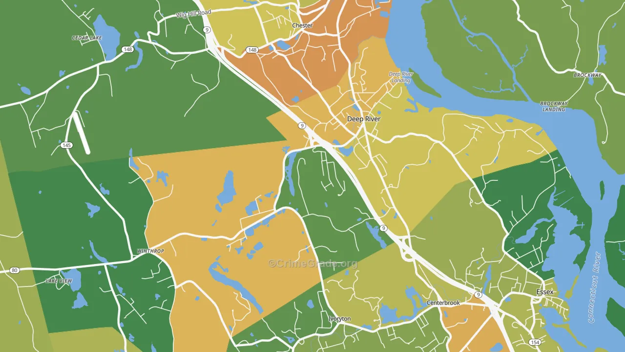 Deep River, CT Map of Vandalism Rates