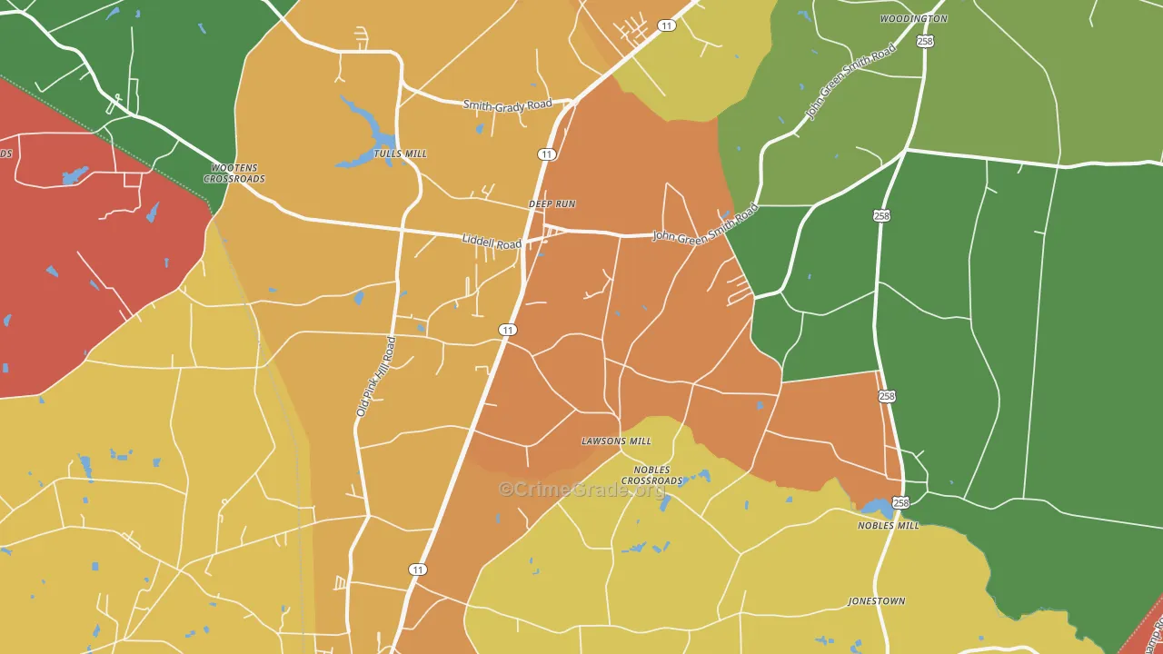 Deep Run, NC Map of Vandalism Rates