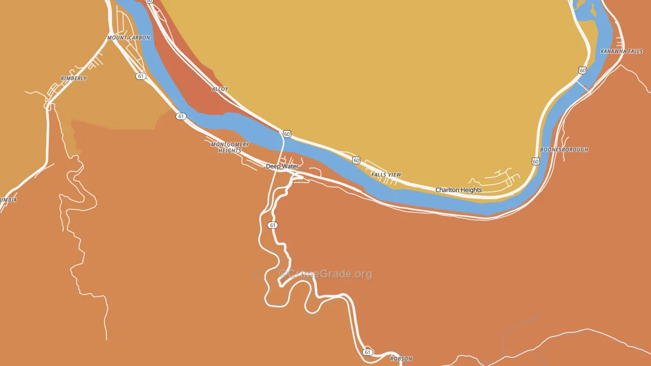 Deep Water, WV Map of Vandalism Rates