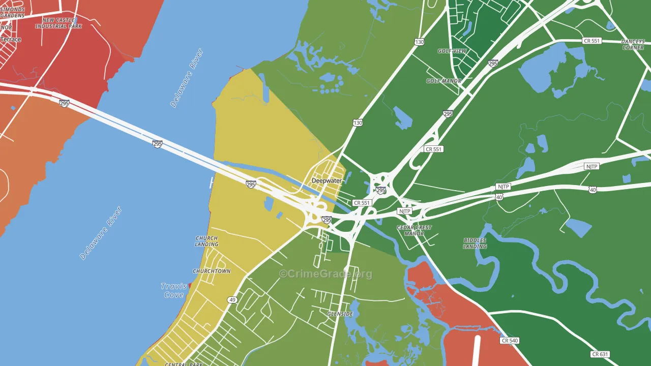 Deepwater, NJ Map of Vandalism Rates