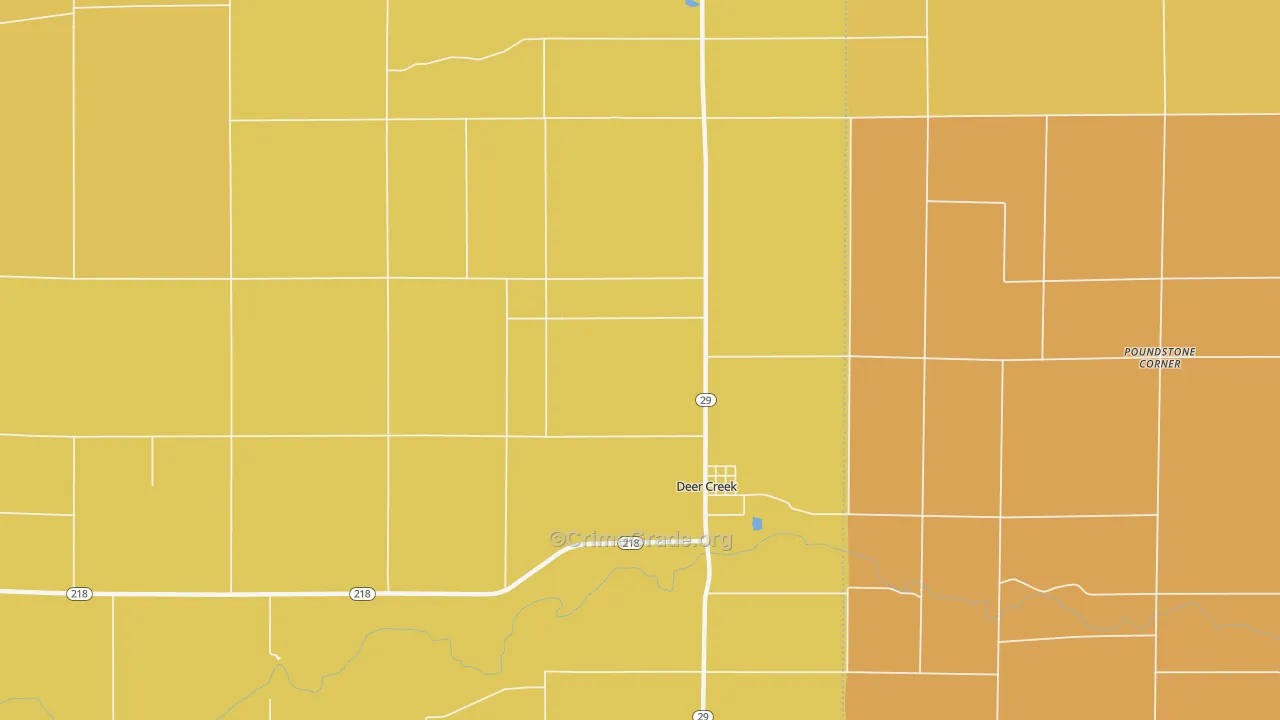 Deer Creek, IN Map of Vandalism Rates