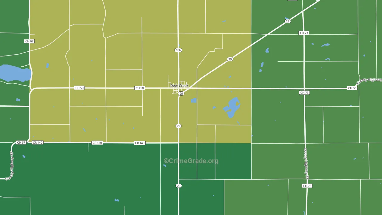 Deer Creek, MN Map of Vandalism Rates