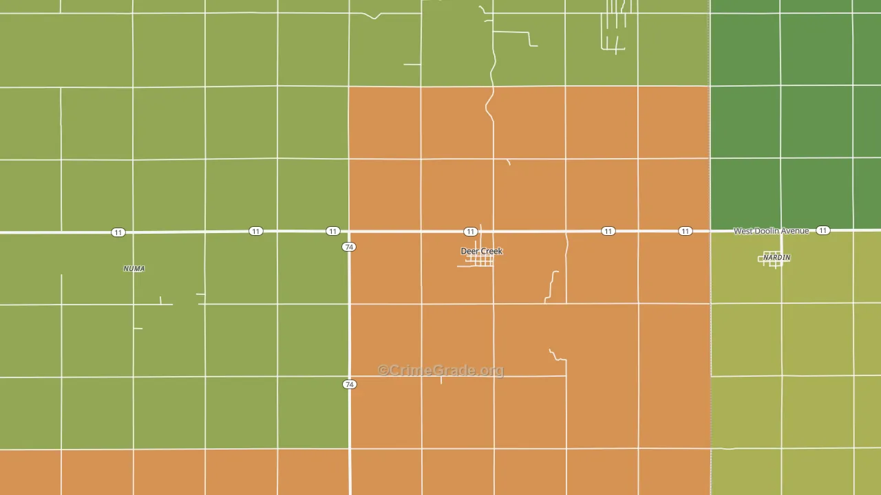 Deer Creek, OK Map of Vandalism Rates