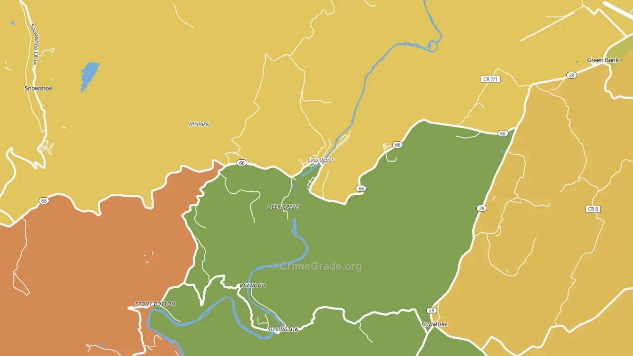 Deer Creek, WV Map of Vandalism Rates