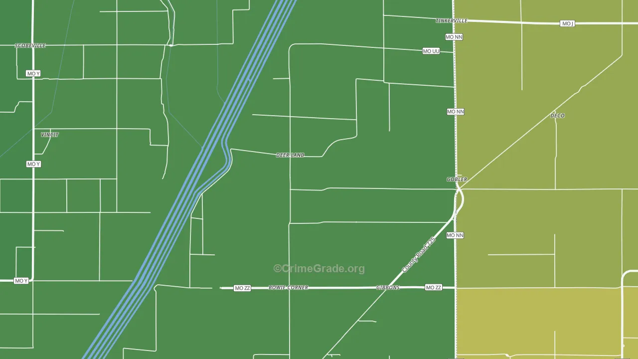 Deer Land, MO Map of Vandalism Rates