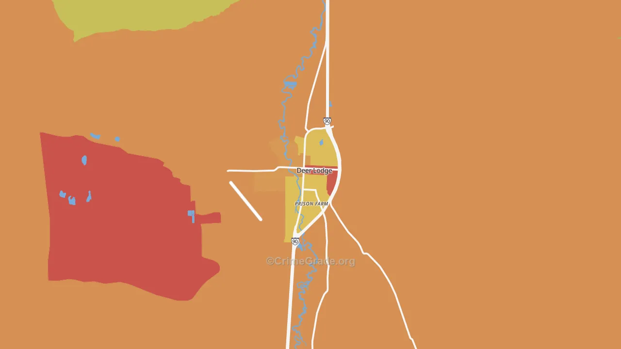 Deer Lodge, MT Map of Vandalism Rates