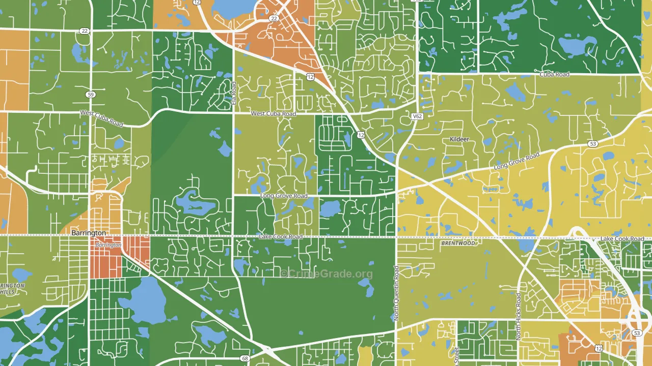 Deer Park, IL Map of Vandalism Rates