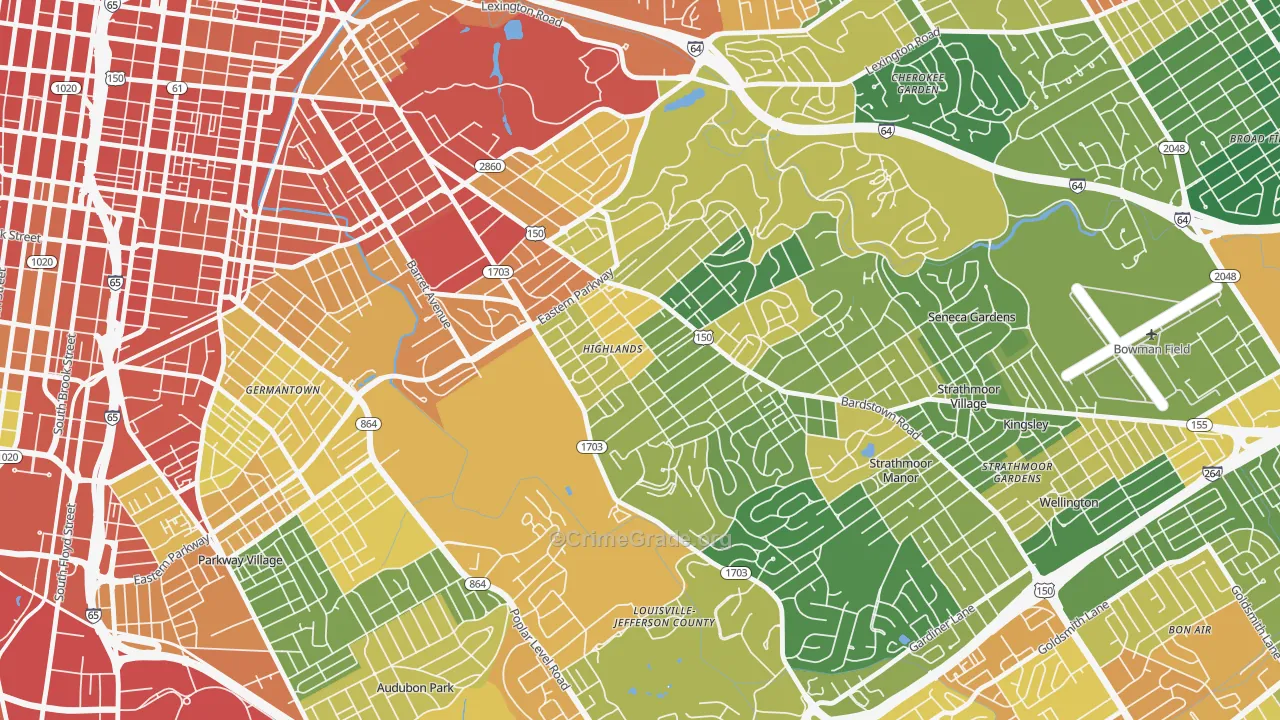 Deer Park, Louisville, KY Map of Vandalism Rates