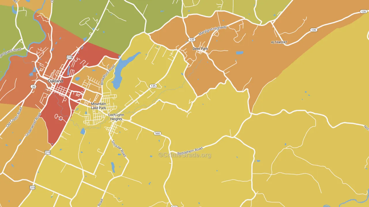 Deer Park, MD Map of Vandalism Rates