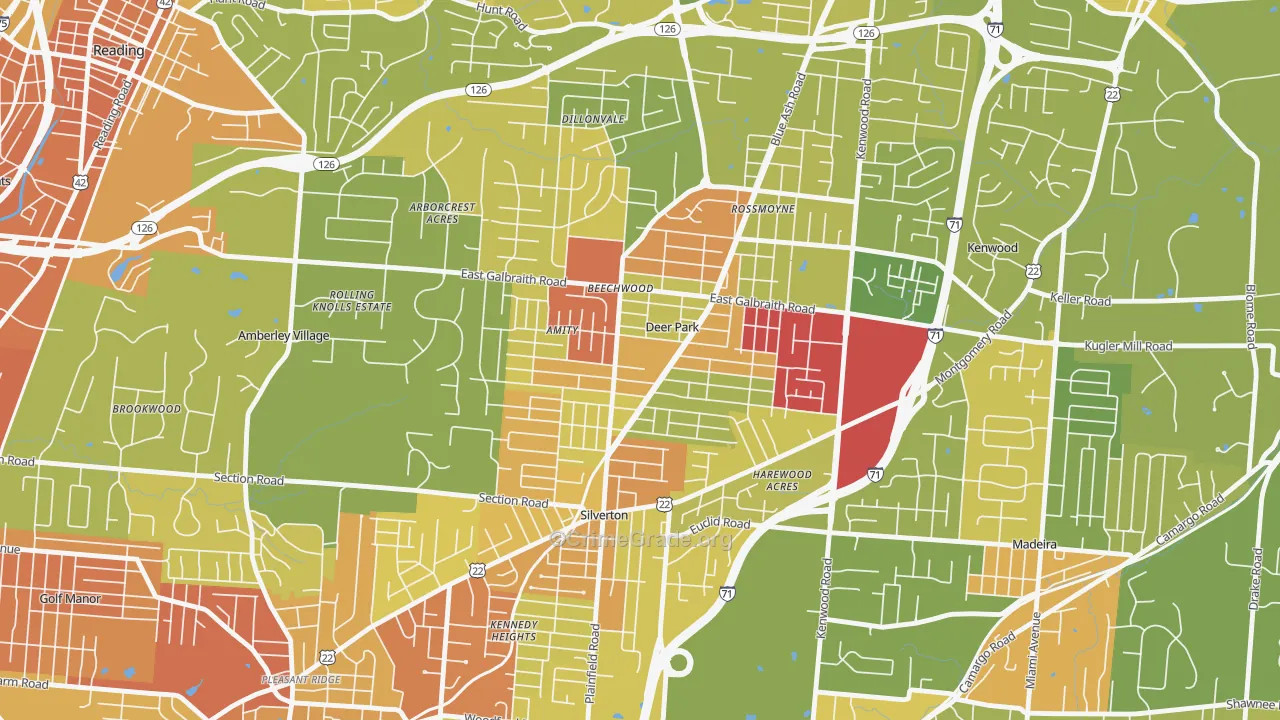 Deer Park, OH Map of Vandalism Rates