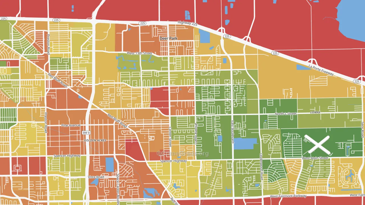 Deer Park, TX Map of Vandalism Rates
