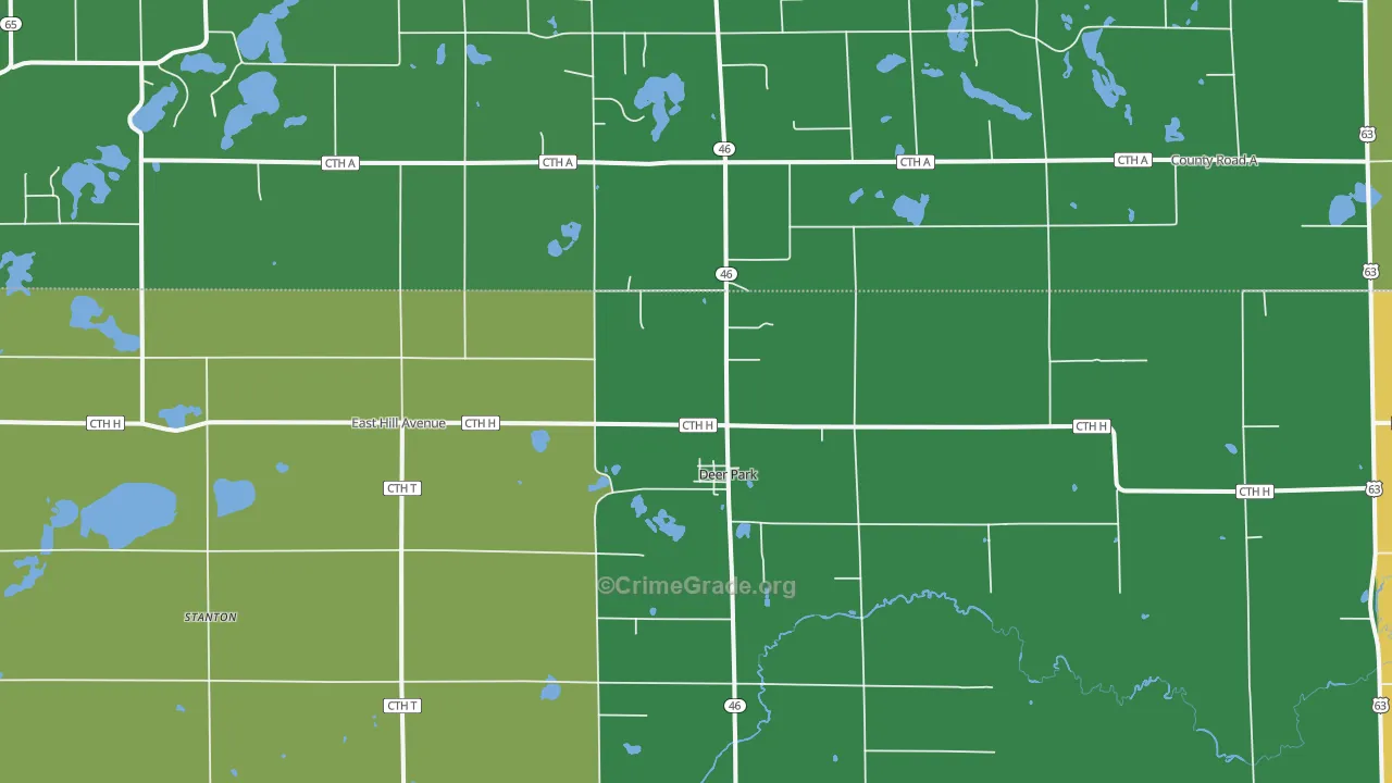 Deer Park, WI Map of Vandalism Rates