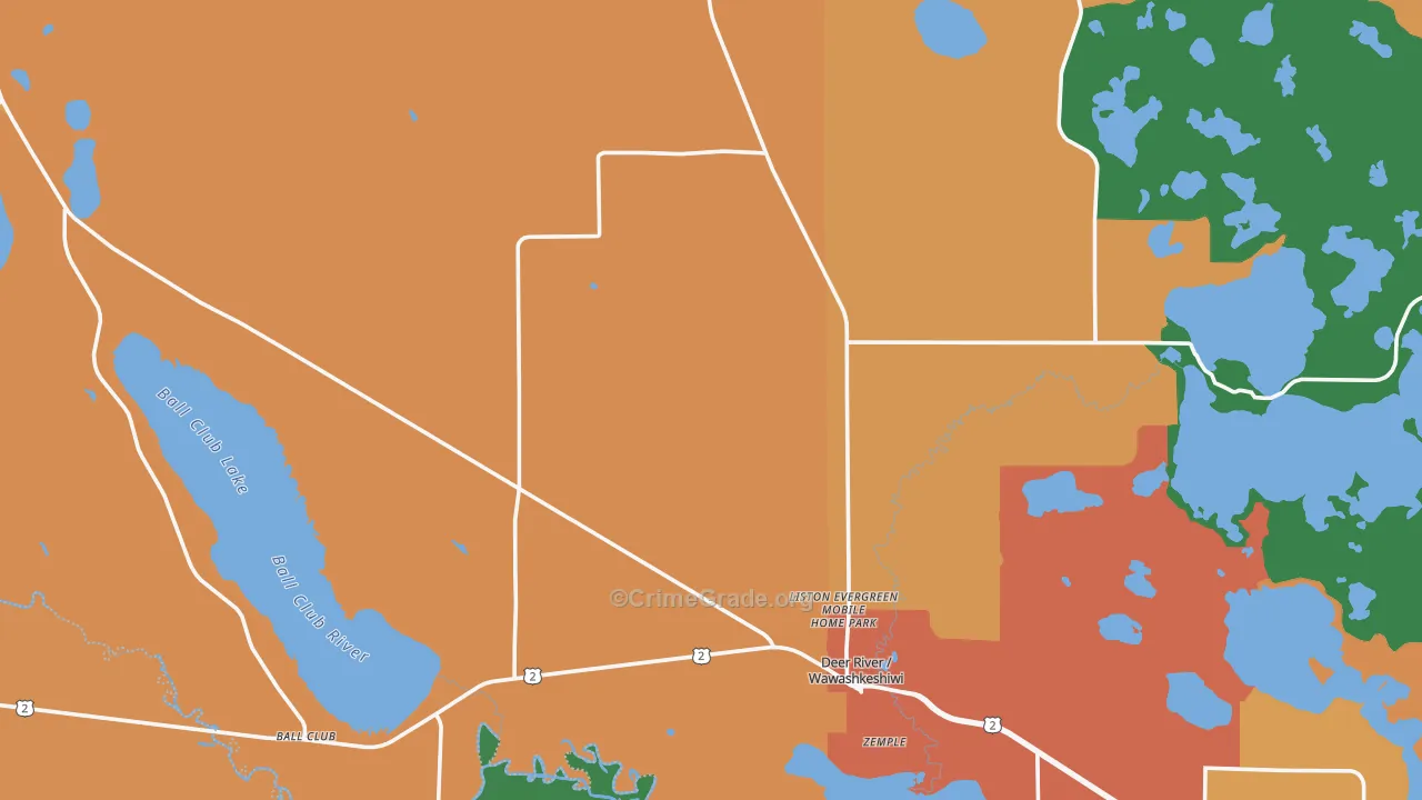 Deer River, MN Map of Vandalism Rates