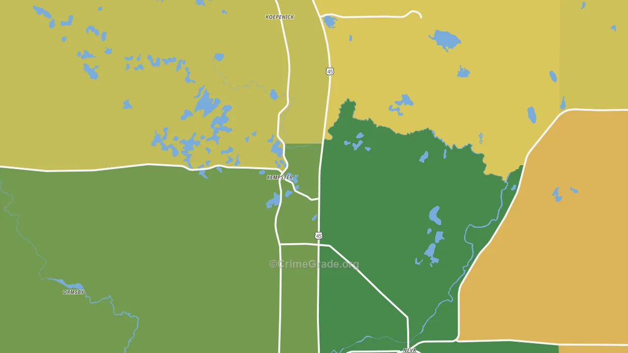 Deerbrook, WI Map of Vandalism Rates