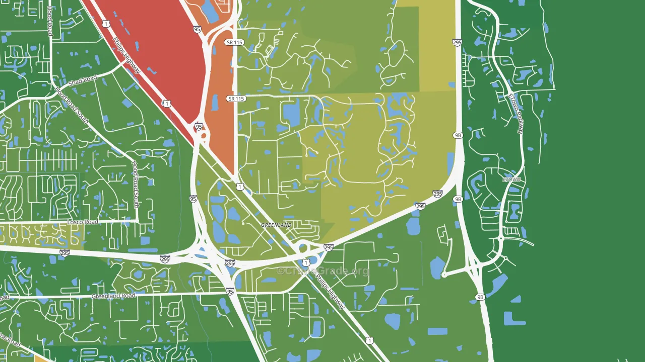 Deercreek, Jacksonville, FL Map of Vandalism Rates