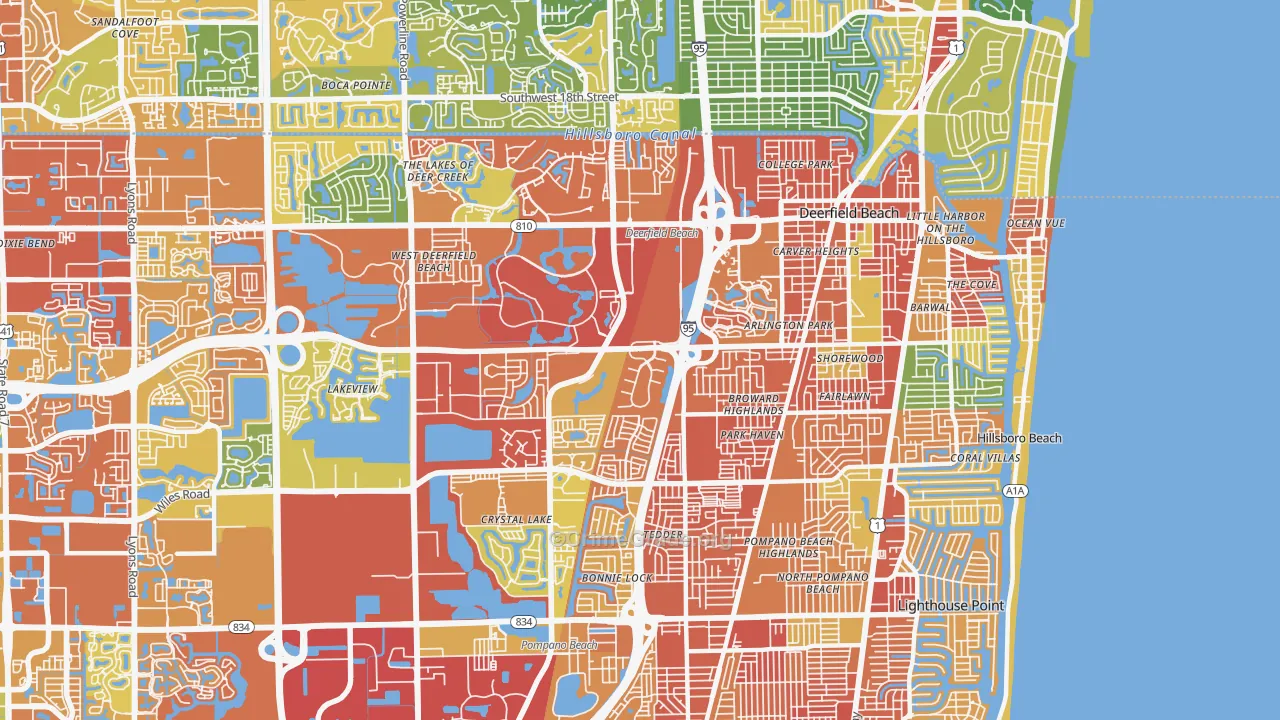 Deerfield Beach, FL Map of Vandalism Rates
