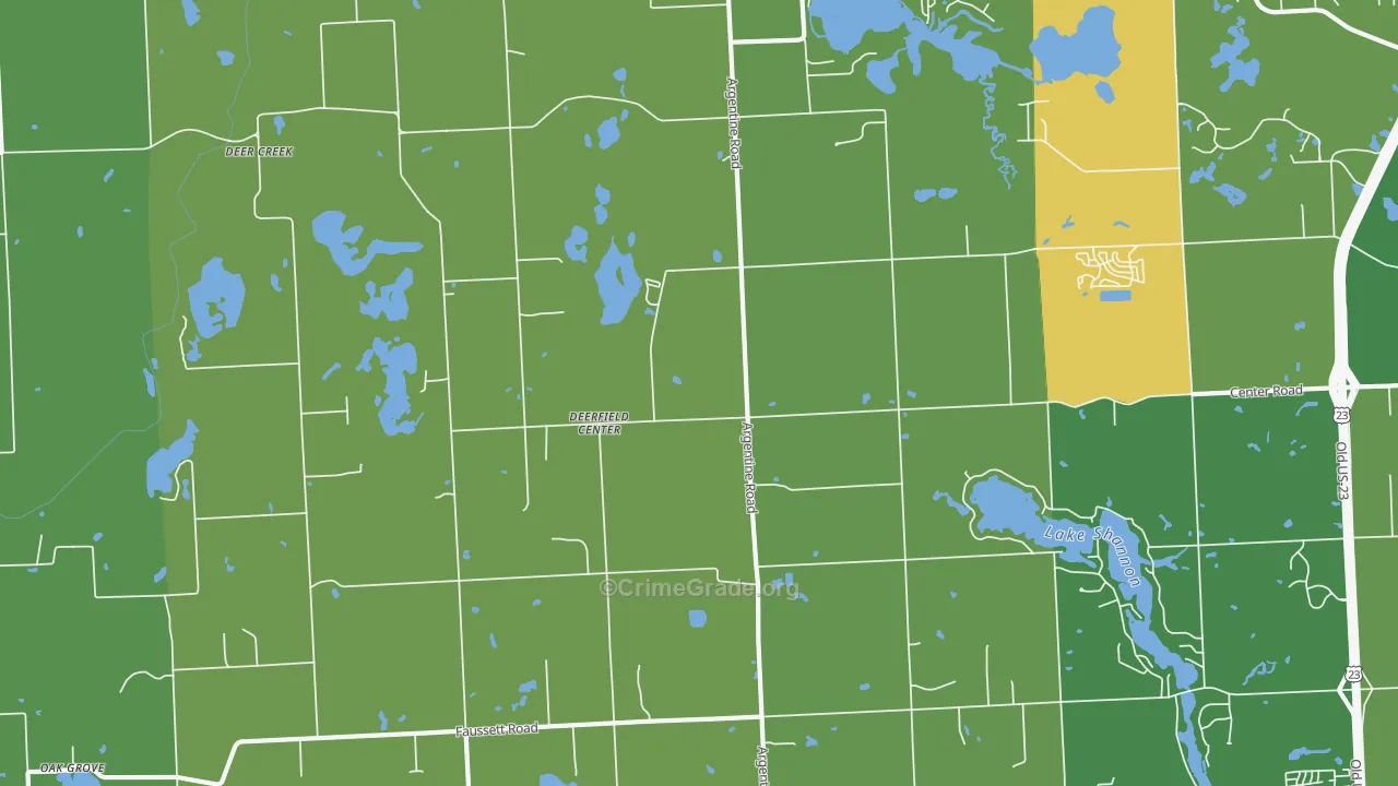 Deerfield Center, MI Map of Vandalism Rates