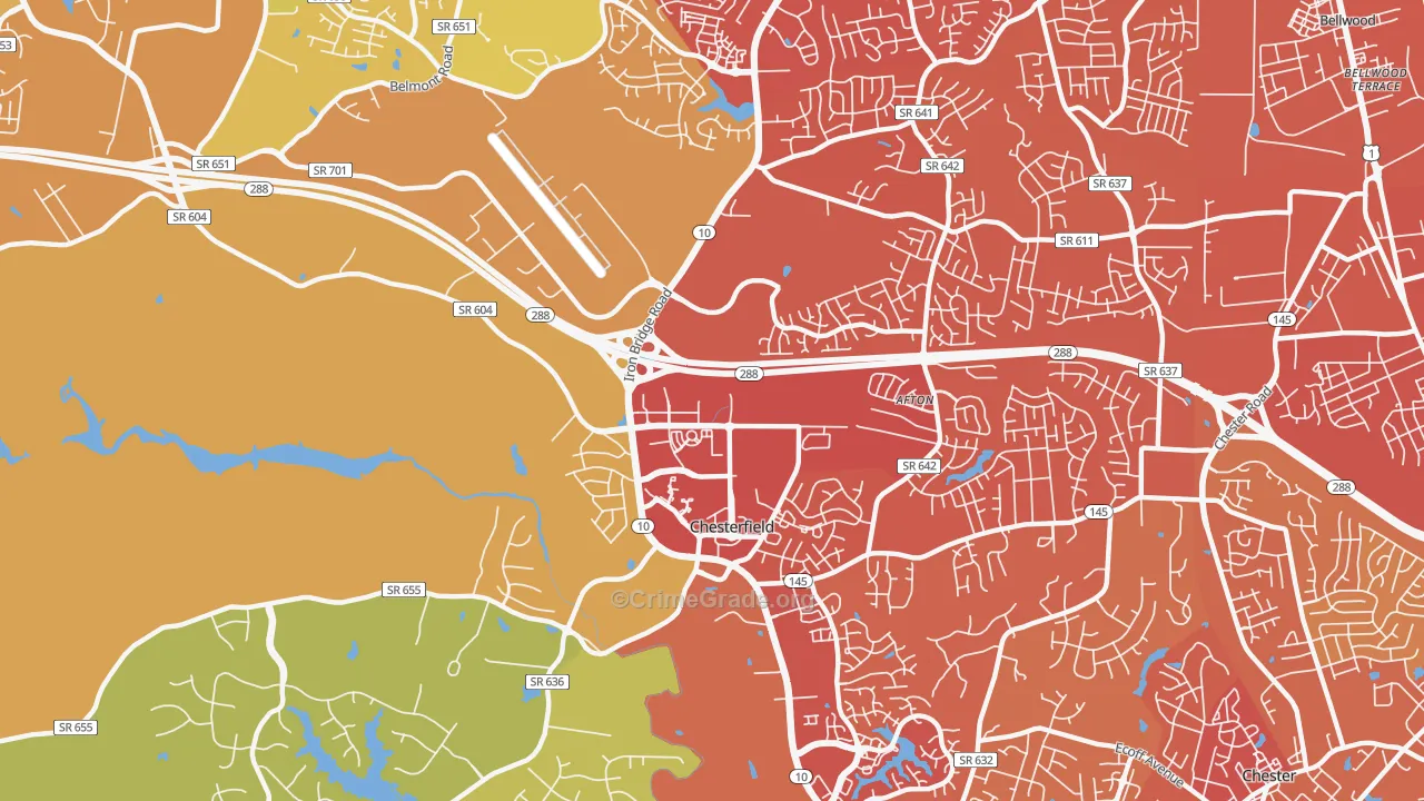 Deerfield Estates, VA Map of Vandalism Rates