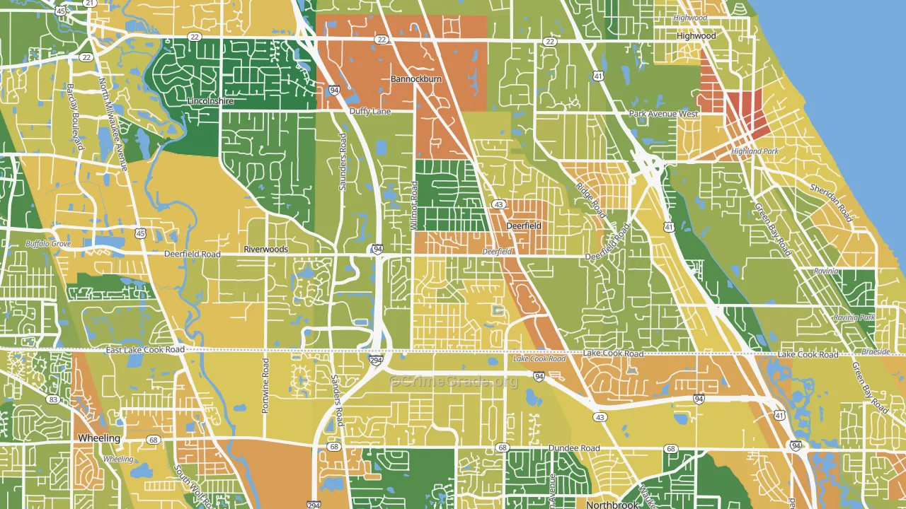 Deerfield, IL Map of Vandalism Rates