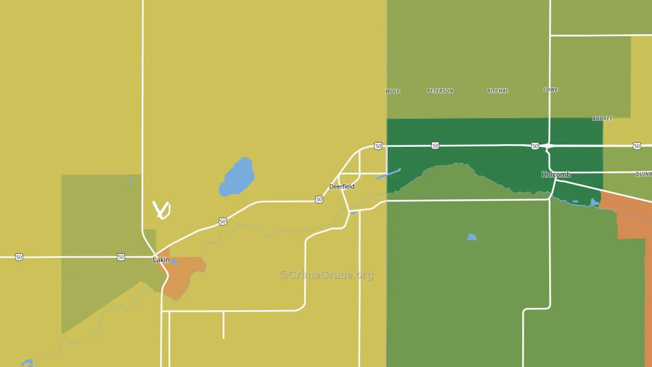Deerfield, KS Map of Vandalism Rates
