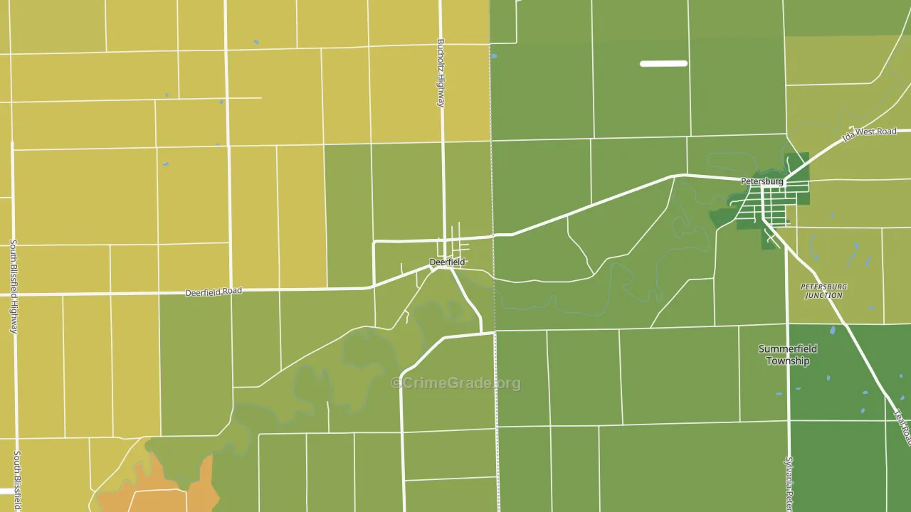 Deerfield, MI Map of Vandalism Rates