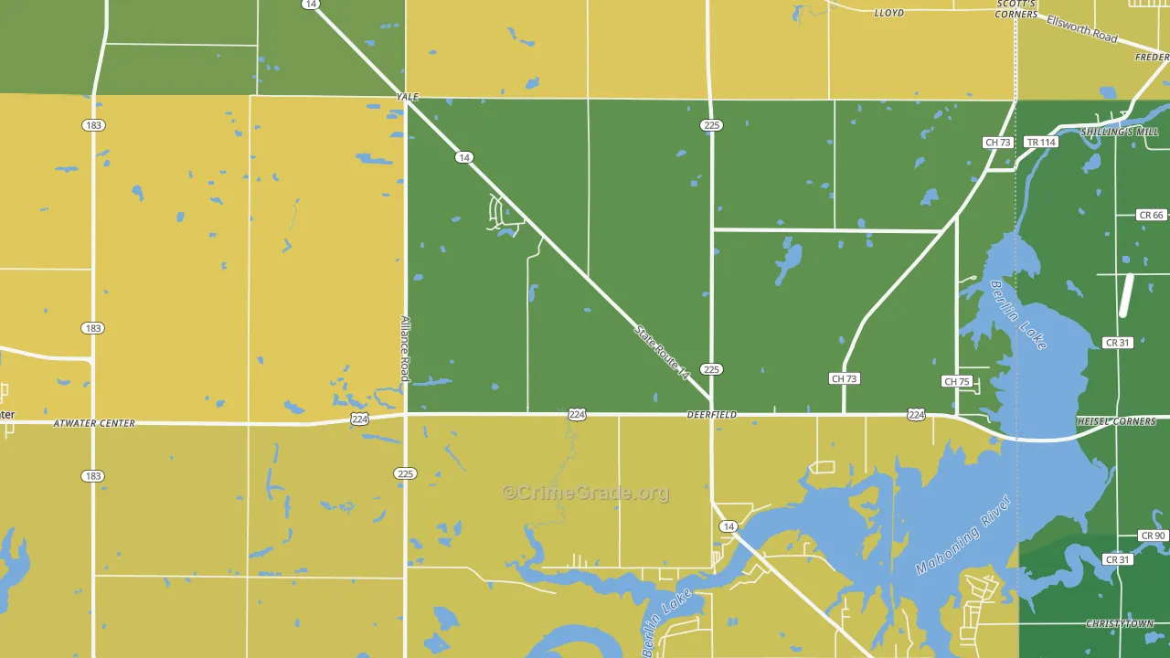 Deerfield, OH Map of Vandalism Rates