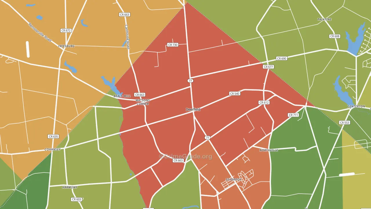 Deerfield Street, NJ Map of Vandalism Rates