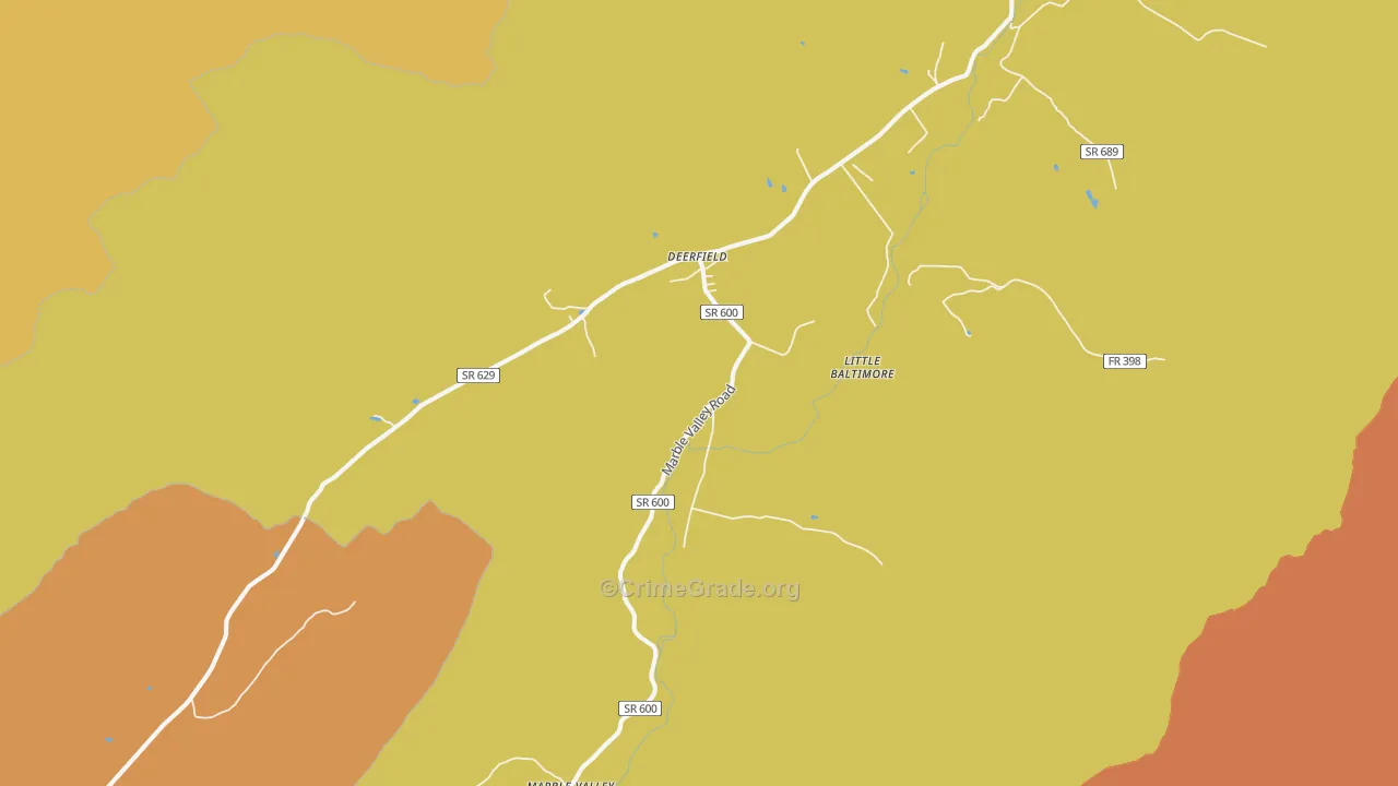 Deerfield, VA Map of Vandalism Rates