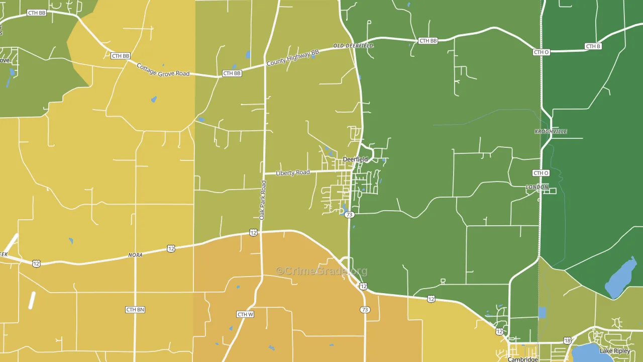 Deerfield, WI Map of Vandalism Rates