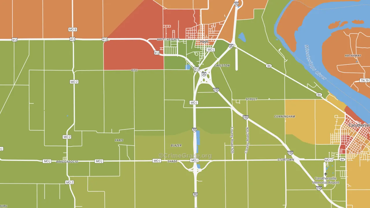 Deering, MO Map of Vandalism Rates