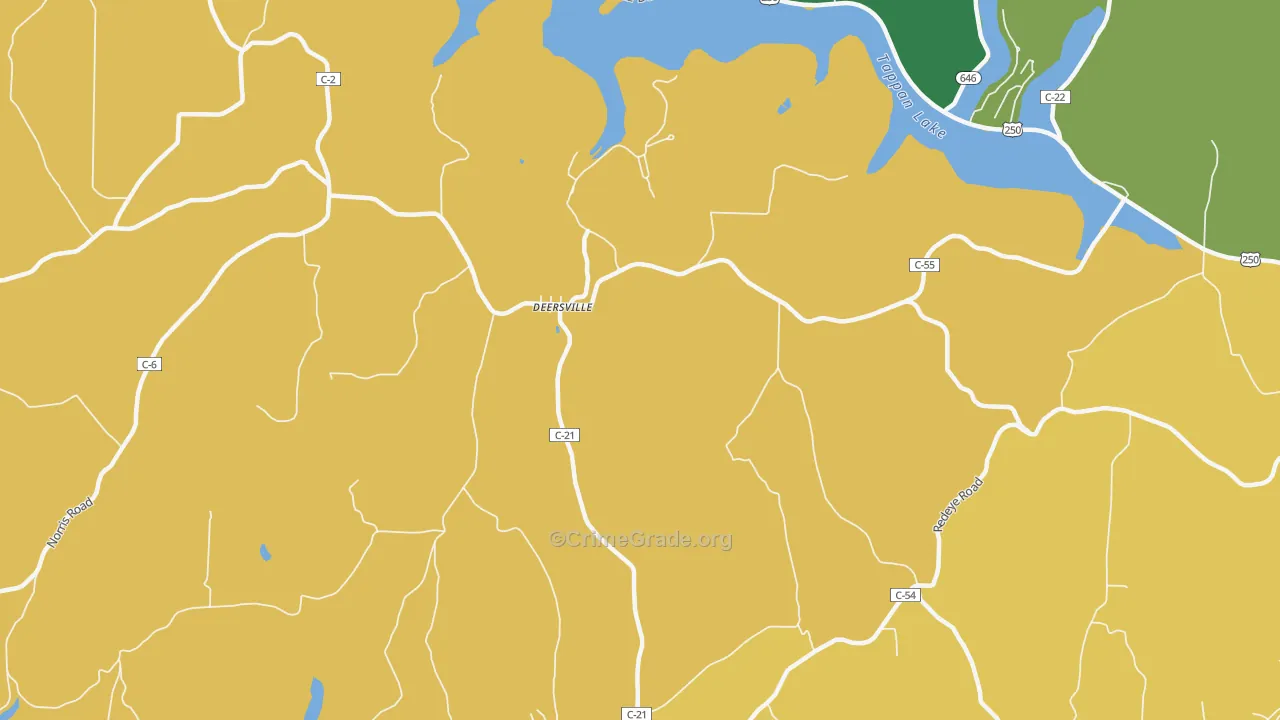 Deersville, OH Map of Vandalism Rates