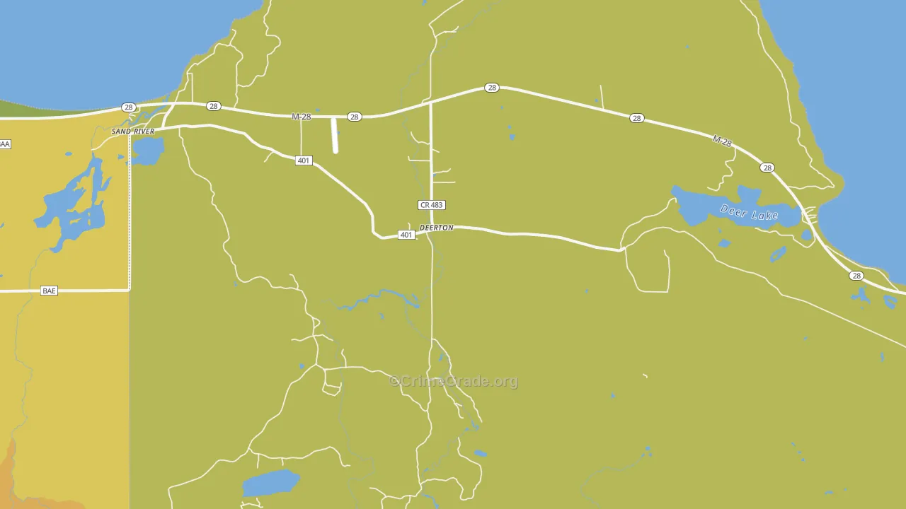 Deerton, MI Map of Vandalism Rates